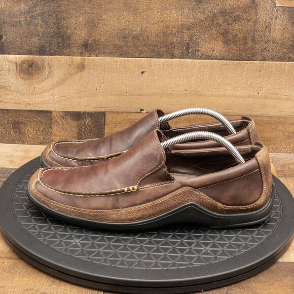 ECCO MENS CASUAL SHOES BLACK LEATHER MOC TOE COMFORT SLIP ON CLASSIC SIZE 46 - Picture 7 of 9